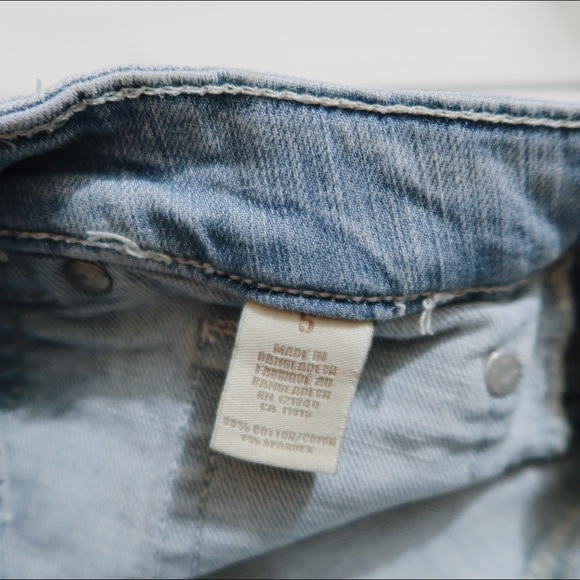 Washed Faded White Light Pastel Blue Jean Shorts - Picture 6 of 7